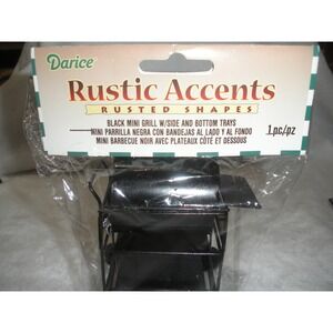Darice Rustic Accents Black Mini Grill w/ Side and Bottom Trays TIN607A NEW